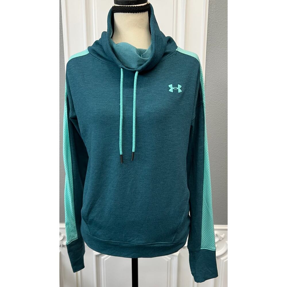 Under Armour Teal Cowl‑Neck Mesh‑Sleeve Hoodie – Women’s XS